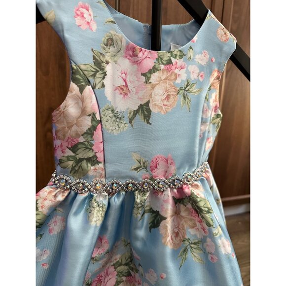 Rare Editions Toddler Blue & Pink Floral Mikado Dress Created for Macy's Size 3T - Picture 2 of 8